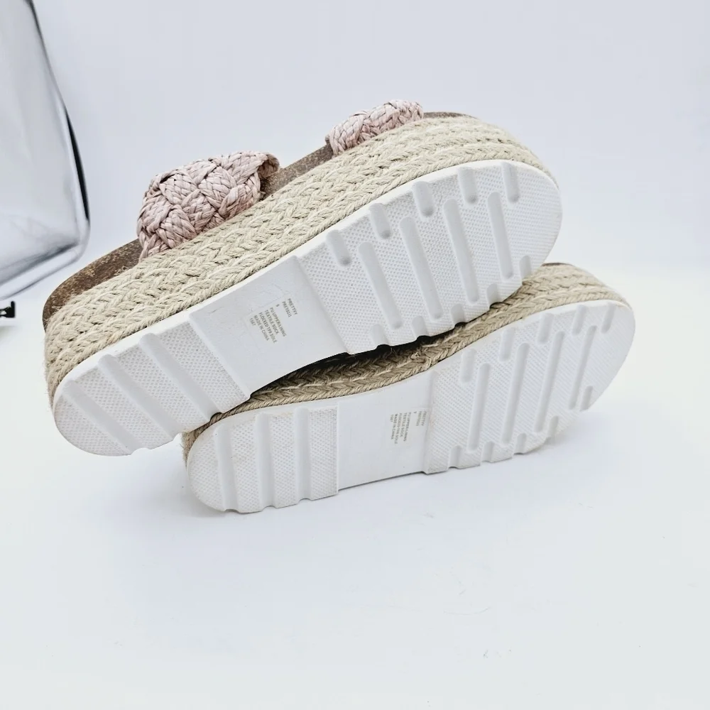 Madden Girl Blush Braided Raffia Pretty Espadrille Open Toe Platform Sandals